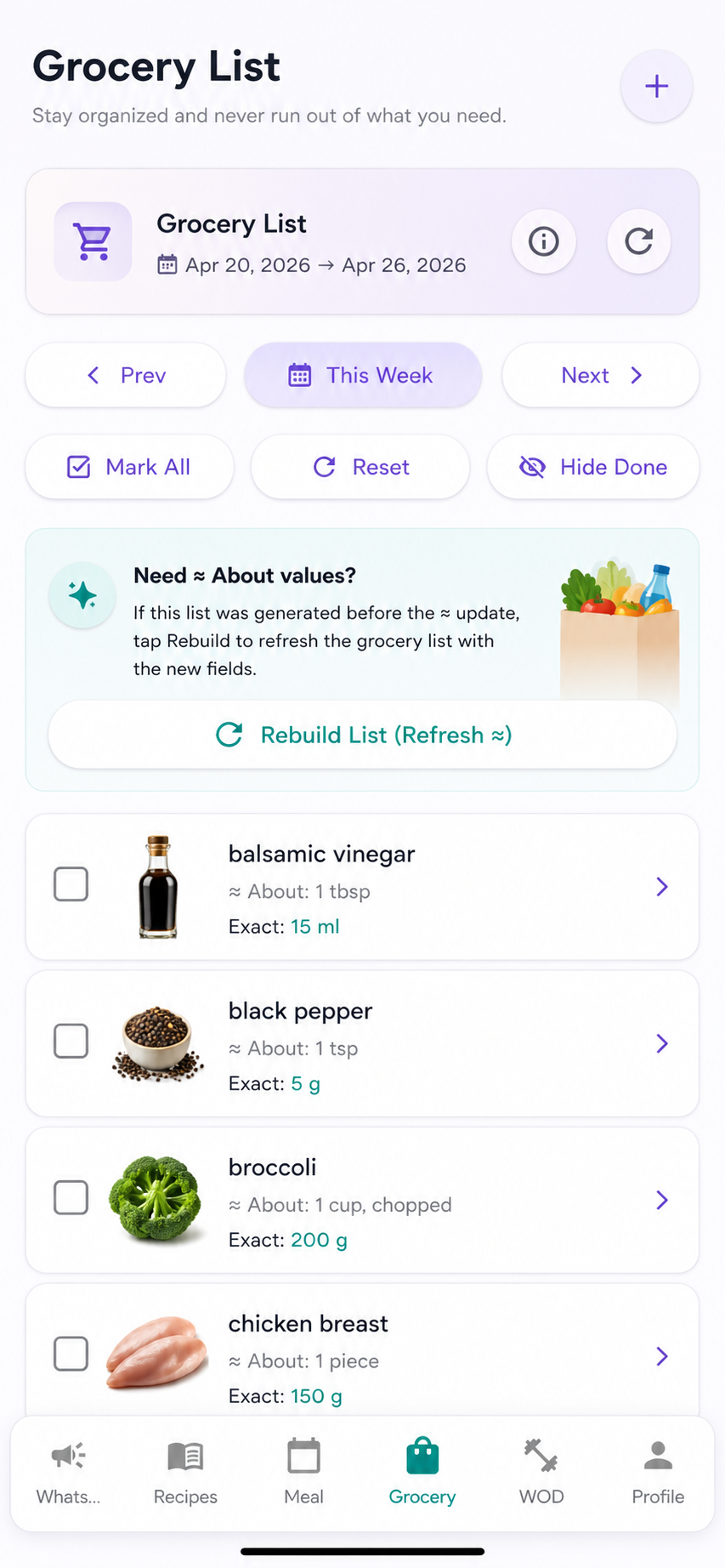 PAi grocery screen